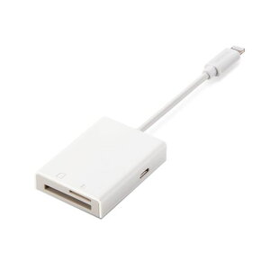 �G���R�� �J�[�h���[�_�[ Lightning�R�l�N�^�ڑ� �yMade for iPhone/iPad�擾�z Type-C�A�_�v�^�t SD+microSD�Ή� Mac Windows�Ή� �P�[�u����7cm �z���C�g MR-LC201WH