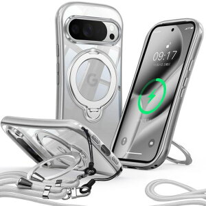 Reukdnv�y���p�r�V�����_�[�E360°��]�X�^���h�zGoogle Pixel 10/10 Pro �p �P�[�X Magsafe�Ή� (�V���o�[)
