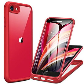 MIRACASE IPHONE SE 第3世代 用 ケース SE3 SE2 第2世代 IPHONE 8用スマホケース IPHONESE カバー 4.7インチ 9H強化両面ガラス フルカバー ワイヤレス充電対応 (レッド)