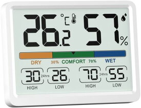 NOKLEAD 温湿度計 デジタル温度計 湿度計 室内温度計 快適表示 卓上湿度計 マグネット 最高最低温湿度表示 LCD大画面 室温計 梅雨対策 華氏/摂氏表示 ホワイト 乾燥肌 熱中症対策(白)