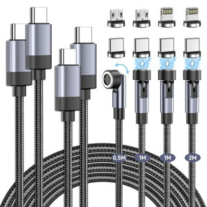 �}�O�l�b�g �[�d�P�[�u�� �}�� PD�Ή� �^�C�vc�[�d�P�[�u���y0.5m+1m+1m+2m�z360�x+180�x��] �}�O�l�b�g��iPhone16�[�d�� ���C�g�j���O*2 �}�C�N��USB*2 Type-C �R�l�N�^*4 ���� �h�o ���E�� For iOS