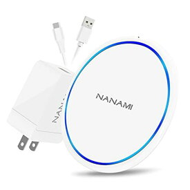 NANAMI ワイヤレス充電器 (QC3.0 急速充電器付き) 置くだけ充電器 セット 7.5W/10W/15W IPHONE 15/14/13/12シリーズ/SE第二世代/11(PRO)/XS(MAX)/XR/X/8(PLUS) AIRPODS