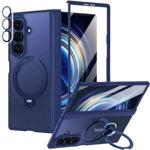 Galaxy Z Fold7 �p�P�[�X MagSafe�Ή� 360°��]�X�^���h �q���W�ی�y9H�����K���X�t�B����+�J�����ی�t�B�����t���z�u���[