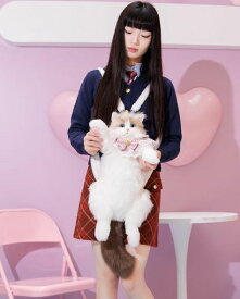 Chongker ハンドメイド リアルな猫型リュック 猫のぬいぐるみペット好きな人へのプレゼント 女性へのプレゼント (リュック)