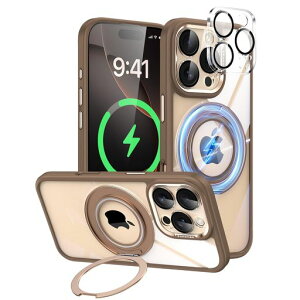 DonocaoiPhone16Pro�p�P�[�XMagSafe�Ή�360°��]�X�^���h�B�������O�t���V���R���G�b�W�ϏՌ����^�y�ʃN���A�w�ʓ������R�Ɏ�t���O���J�����J�o�[4KHD�K���X�t�B���������Y�S�ʕی�