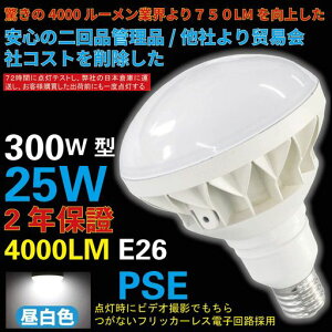 �y������4000���[�����z�ƊE�g�b�v�N���X 300W�^25W��4000lm�̖��邳 LED���O�p �����`�d�� PAR38 E26
