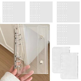 Futakuchi透明シール帳クリアA6ミニバインダー6穴クリアカードポケットリフィル20枚ファスナーポケット2枚プラバン対応手帳カバー推し活グッズシール収納コラージュノート女の子向け