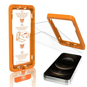 iPhone 12 Pro Max �N���A�K���X�t�B���� 2���Z�b�g�y�����K���X�E�v�V�I�ȃK�C�h�g�E�ȒP�ȓ\��t�����z�ČR�K�i�q��ޗ��E�d�x10H �����E�h�� �X���[�X�^�b�` �w��h�~ ��U�h�~ �����K���X�c