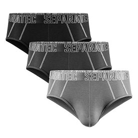 [SEPARATEC(セパレーテック)] ボクサーブリーフ ビキニ セット コントラストカラー 分離型 前開き 蒸れない パンツ 竹繊維 メンズ 3枚組 (ブラック+ダークブルー+グレー) L