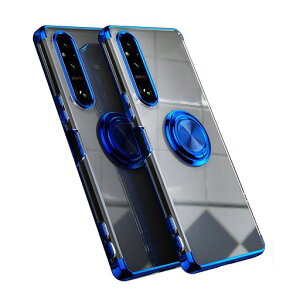 Sony Xperia 1 V �p �P�[�X SO-51D SOG10 XQ-DQ44 �J�o�[ ����TPU �ϏՌ� ���b�L���H �����O �X�g���b�v�z�[���t�� �X�^���h�@�\ �ԍڃz���_�[�Ή� ����~�� �����h�~ �\�j�[�G�N�X�y���A 1 V �J�o�[�c
