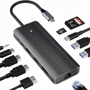 11-in-1USBC�h�b�L���O�X�e�[�V�����g���v���f�B�X�v���CUSBTypeC�n�u�h�b�L���O�X�e�[�V�����ϊ��A�_�v�^2(�f���A��)4KHDMI�yUSB-CPD10Gbps�f�[�^�n�u/�f���A��4K