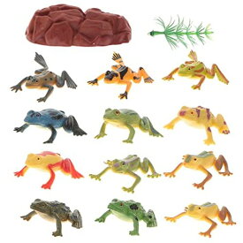 STOBOK 爬虫類フィギュア カエル模型 生き物 カエル 置物 プラスチック製 爬虫類 カエルモデル ミニチュア 動物フィギュア 情景 贈り物 12体セット