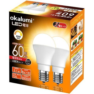 LED�d�� ������Ή� E17���� 60W�`���� �d���F 750lm �����Ή� �L�z�� ���`�d���^�C�v �~�j�N���v�g���d�� 60�` 2����