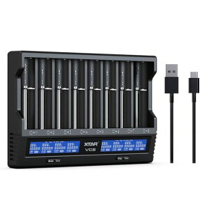 XTARVC8���`�E���[�d��18650�}���d�r�[�d��QC3.0�Ή�3.6V/3.7V���`�E���C�I���d�r10400~266501.2V�j�b�P�����f�d�r/�j�J�h�d�r�Ή�TYPE-C���̓o�b�e���[�������@�\�����ۊǏ����@�\