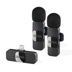 BOYA BY-V2 2.4GHZワイヤレスピンマイク360°全方向 無指向性マイク充電式 9.5G軽量 コンパクト自動ペア 50メートル安定受信 9時間連続駆動 プロ向け 本格的 録音 IOS端末向け IPAD/IPHONE用