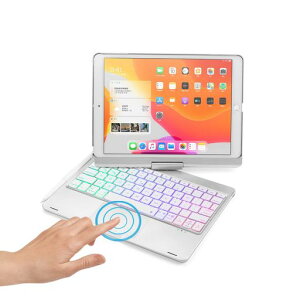 360�x��]iPad9iPad8iPad7iPadAir3Pro10.5�L�[�{�[�h�^�b�`�p�b�h���ڃo�b�N���C�g�P�[�X��̌^�܂���iPad��9/8/7����J�o�[�g���b�N�p�b�h�L�[�{�[�h�t��iPad10.2�C���`