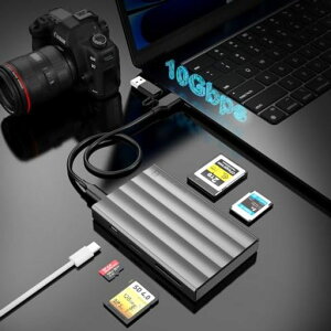CFexpress Type B &A �J�[�h���[�_�[|SD�ETF�J�[�h���[�_�[|SD4.0 �������[�J�[�h���[�_�[|USB 3.2 Gen 2 10Gbps�������]�� �A���~���� 8K���� �ő� 2TB cf�J�[�h�Ή�|UHS-I/UHS-II �p