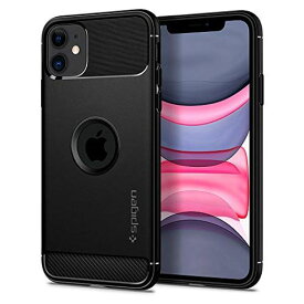 SPIGEN IPHONE11ケース 耐衝撃 米軍MIL規格取得 TPU さらさら 衝撃吸収 傷防止 ソフトケース カバー カメラ保護 QI充電 ワイヤレス充電 ラギッド・アーマー 076CS27183 (マット・ブラック)