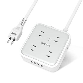 延長コード 2M 電源タップ TESSAN 8個AC口 4USBポート USB コンセントタップ タコ足配線 コンセント OAタップ テーブルタップ 雷ガード 壁掛け 一括集中スイッチ