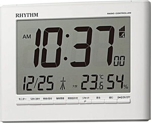 ���Y��(RHYTHM) �ڊo�܂����v �d�g���v �f�W�^�� ���x ���x �J�����_�[ �z���C�g 12.9x16.9x2.8cm 8RZ203SR03