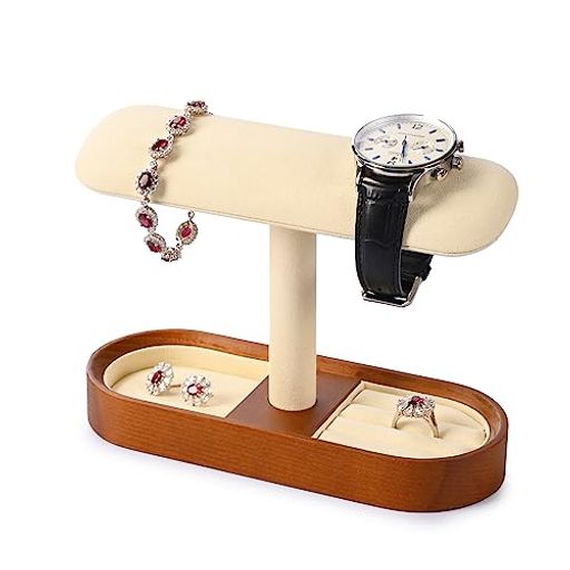 【新品】 おしゃれ 2~4本用 腕時計 収納 (ベージュ) OIRLV ディスプレイ 撮影用 高級 SM21201 ウォッチスタンド スタンド 時計置き台 木製 コレクションケース