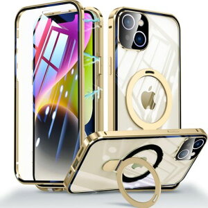OURJOYiPhone15Plus�p�P�[�X�y���ʕی�+MagSafe�Ή�+���b�N��+���@�\��̃X�^���h�z�K���X�P�[�X�N���A360°�S�ʕی�A�C�t�H��15�v���X�X�}�z�P�[�X�A���~�o���p�[�t���J�o�[�J���������Y�ی�