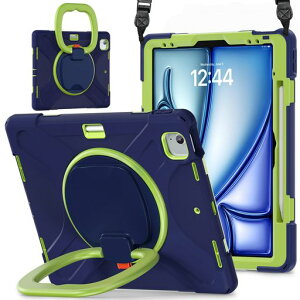 PboyiqiS For iPad Air 13�C���`2026(M4)/2025(M3)/2024(M2)�J�o�[,Aslo For iPad Pro 12.9�C���`�J�o�[ �ϏՌ� ��� 360�x��]�X�^���h �n���h���t�� ���F ���킢�� �P�[�X
