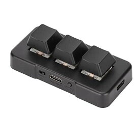 ミニ 3キー キーボード、メカニカル ゲーミングキーボード USB RGB バックライト 付き、ミニプログラマブルマクロキーパッド OSU HID DIYキーボード(黒)