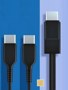 SoundWave2in1�I�X�I�X��ҕϊ�20cm�[�dTypeC�I�XUSB�[C�I�X�I�X�X�v���b�^�[�P�[�u�����F1�{��TypeC��TypeC2��ɕϊ��X�}�z�^�u���b�g���@��2�䓯���ɏ[�d