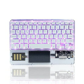 YIFENG BLUETOOTH キーボード IPAD 対応 タブッレト スマホ用 透明デザイン マルチペアリング 3台同時接続 光るキーボード タッチパッド付き コンパクト 小型 薄型 WINDOWS、IOS、ANDROID対応 ホワイト