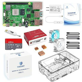 TRASKIT RASPBERRY PI 4B /ラズベリーパイ4B 8GB 技適マーク付/SDカード128GB NOOBSプリインストール/透明ケース/5.1V/3A TYPE-C