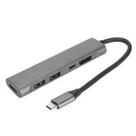 USB C ハブ マルチポート アダプター、USB ハブ - DISPLAYPORT アダプター 5 IN 1、4K 60HZ 出力、3 USB 2.0 ポート ドッキング ステーション 5 ポート USB ハブ、ラップトップ用