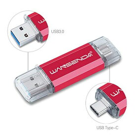 WANSENDA TYPE-C USBメモリスマートフォンとパソコンで使えるTYPE-C USB + USB 3.0両用メモリ (128GB レッド)