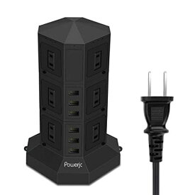 電源タップ 縦型コンセント タワー式 オフィス・会議用 USB急速充電 3M スイッチ付 12口 3層-POWERJC