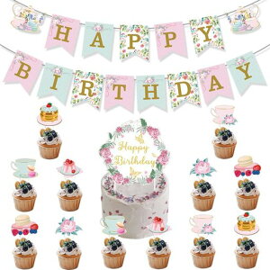 JINSANHUO�a��������t���o�[�X�f�[�f�R���[�V�����Z�b�g����uHAPPYBIRTHDAY�v���^�[�o�i�[�P�[�L�g�b�p�[���̎q�����e�B�[�^�C��(�s���N�ƃ��C�g�O���[��)