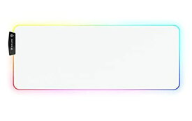 RUKARIO ホワイト RGB ゲーム用マウスパッド | 15種類の照明モード | 柔らかく滑らかなマイクロファイバー | 防水 | 特大 31.5 X 11.8インチ | 光るLED拡張マウスパッド | XL XXL コンピュータデスクマット