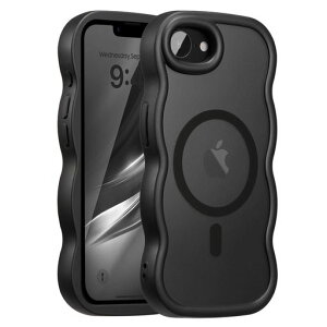UEEBAI�Ή�iPhone17e/iPhone16e�p�̃P�[�X����TPU�E�F�[�u�f�U�C���X�}�z�P�[�X�N���A�����l�C�������P�[�XMagSafe�Ή����^�y�ʑϏՌ��g�^�o���p�[�X�}�z�P�[�X-�u���b�N