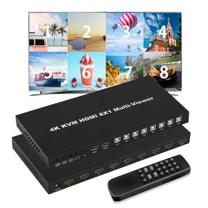 ENBUER KVM 4K 30Hz HDMI��ʕ����ؑ֊� ���@�\ 8x1 HDMI KVM�X�C�b�` 8��̃p�\�R���𓯎��ɋ��L�� HDMI ��ʕ����� 8����1�o�� hdmi��ʐ؂�ւ��� 8��ʓ����\�� �V�[�����X�ؑ� �N���b�h�r���[�A�[�c