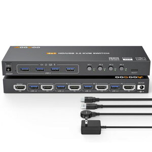 USB3.0KVM�X�C�b�`HDMI4PC4K@60HzEDID�t��4����1�o�́A�L�[�{�[�h�A�}�E�X�A�v�����^�[�A�R���g���[���[�p��4��USB3.0�|�[�g�AUSB3.0�P�[�u���AHDMI�P�[�u���t��