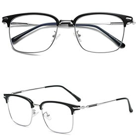【2023年新登场】AOLLAAブルーライトカットメガネPC眼鏡 伊達メガネ【知的印象・金属枠・ブルーライトカット・UVカット・快適な鼻パッド・軽量・度なし・透明レンズ】 大きめ だてめがね ファッション眼鏡 パソコンメガネ メンズ レディース