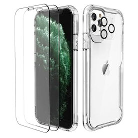 ORETECH IPHONE 11 PROケース(6.1インチ) 2X強化ガラス保護フィルム & 1Xカメラフィルム超薄型耐衝撃ハードPCソフトシリコンカバIPHONE 11 PRO透明保護カバクリア