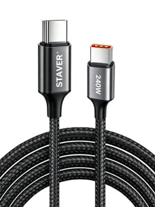 Staver USB-C�P�[�u�� 240W�����[�d 2M 1�{�Z�b�g iPhone 16/15/Pro/Plus/Pro Max�AiPad Mini�AMacBook�AGalaxy S23�Ȃ�USB-C�Ή��@��ɍœK (2M 240W)