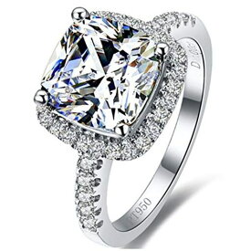 [three man] 9 * 9mm 3ctクッションカット 婚約指輪 nscdダイヤモンドブランド品質スターリングシルバーリングホワイトゴールドメッキ結婚指輪