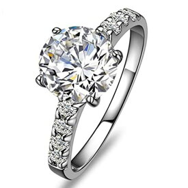 [3mnscd] 6.5mm dカラー ラウンドカット1カラットのダ イヤモンドリング 4本のプロング スターリングシルバーの婚約指輪。女性用18kホワイトゴールドメッキ 結婚指輪結婚