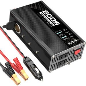 LCYMW�C���o�[�^�[600W12V100V�V�K�[�\�P�b�g��AC100V�R���Z���g�J�[�C���o�[�^�[QC3.0�}���[�dDC12V��AC100V�ɕϊ��A�_�v�^�[PD30WUSB-C�|�[�g�t���ԃR���o�[�^�[