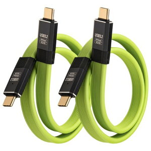 Leehitech 2x0.5M 100W Type C �Z���P�[�u�� 20Gbps �����]�� USB-C to USB-C �t���b�g�P�[�u��8K@60HZ �r�f�I����уf�[�^�����BiPhone 16/15 �V���[�Y�AiPad�AMacbook