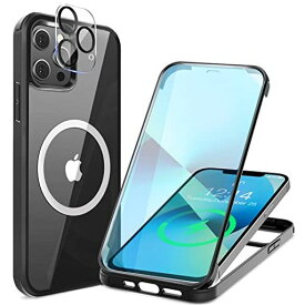 HAUTRKBG IPHONE 12 PRO 用 ケース クリア 両面強化ガラス 360°全面保護 [MAGSAFE対応] [カメラフイルムを贈] [鋭敏タッチ] マグセーフ ワイヤレス充電対応 米軍MIL規格取得 耐衝撃 アイフォン 12 PRO 透明