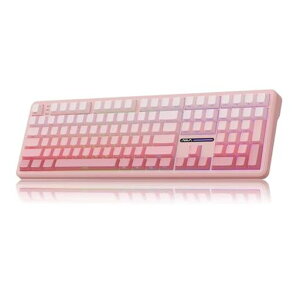 MechLands Aula F108 100% ���C�����X �Q�[�~���O�L�[�{�[�h 4000mAh �o�b�e���[ �t���T�C�Y �J�X�^�� �K�X�P�b�g ���J�j�J���L�[�{�[�h �v���O�����\ 108 �L�[ �z�b�g�X���b�v�Ή� Win/Mac �Ή� (Pink