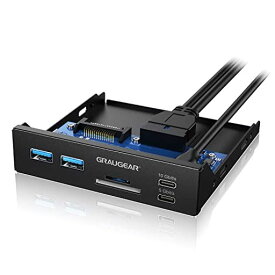 GRAUGEAR 3.5インチベイ対応 内蔵型メモリカードリーダー/ライター 多機能PCマルチフロントパネルに搭載、6ポートハブ SD/MICROSDカードリーダー 10GBPS TYPE-C USB-Cポート USB