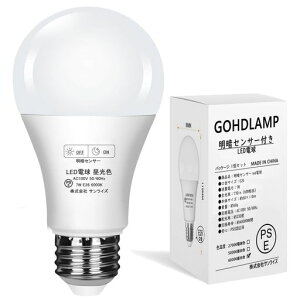 GOHDLAMP ���ÃZ���T�[LED�d�� E26���� 60W���� ���Ód�� led�d�� �Â��Ȃ�Ǝ����_�����C�g ��铔 ������ ��Ԏ����_�� �h�Ɠ� ���O �L�� �������C�g (7W�����F�]1����)